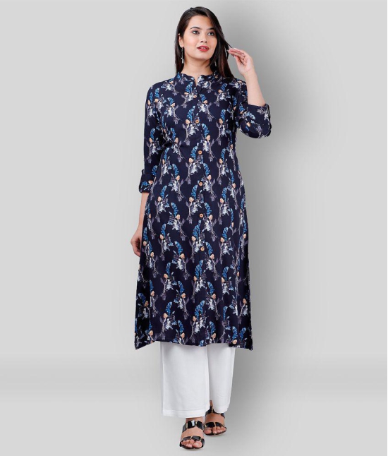 MAUKA - Navy Blue A-line Rayon Womens Stitched Salwar Suit ( Pack of 1 ) - XS