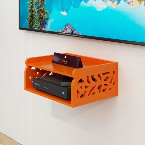 Wooden Beautiful Design Set Top Box Wall Shelf-Orange