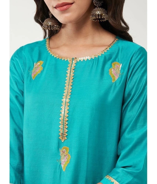 Pannkh Viscose Printed Straight Womens Kurti - Sea Green ( Pack of 1 ) - None