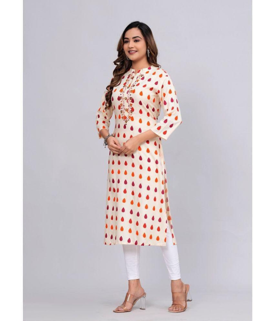 MAUKA Rayon Printed Straight Women''s Kurti - Beige ( Pack of 1 ) - None