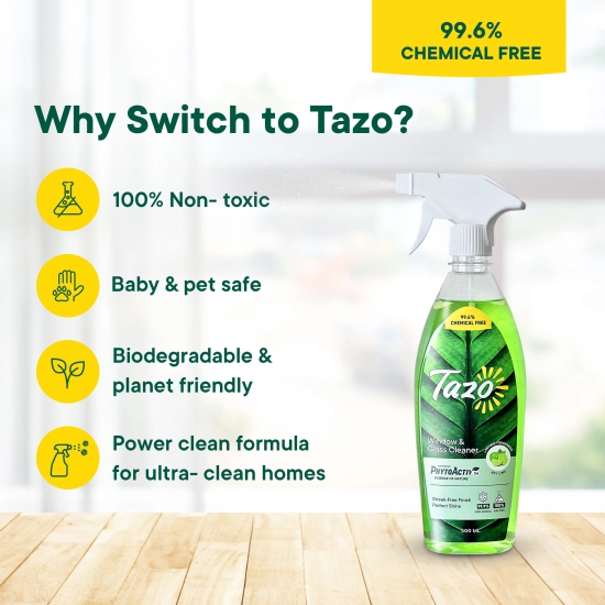 Tazo Chemical-Free Window & Glass Cleaner with Lime Oil , 500 ml - Pack of 2