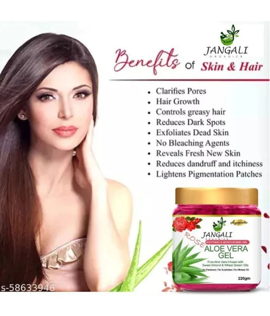 PURE Jangali ORGANICS 100% PURE Rose Aloe Vera Gel for Beautiful Skin & Hair 220G