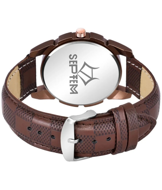 Septem Brown Leather Analog Mens Watch