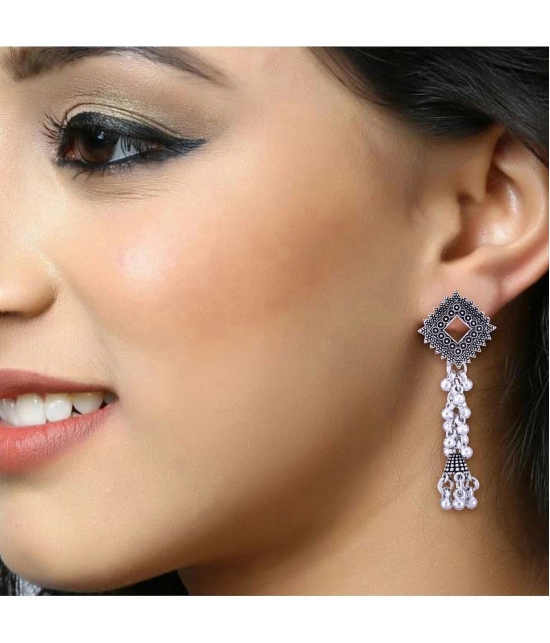 VIVASTRI Silver Jhumki Earrings ( Pack of 4 ) - Silver