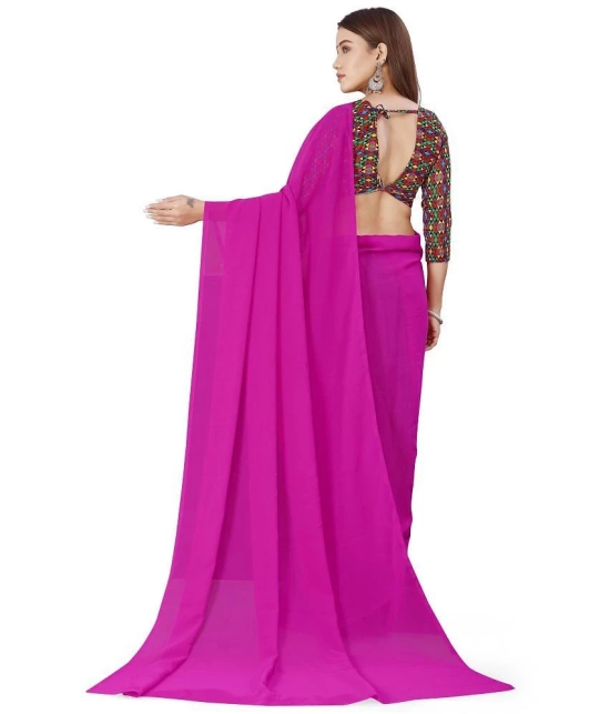 Anand Sarees - Rani Georgette Saree With Stitched Blouse ( Pack of 1 ) - Rani