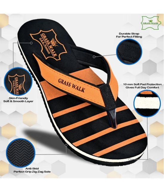 GRASS WALK - Orange Men's Thong Flip Flop - None