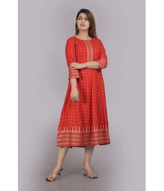 Smien - Red Rayon Womens Flared Kurti ( Pack of 1 ) - None