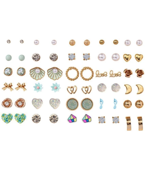 FASHION FRILL Golden Stud Earrings ( More Than 10 ) - Golden