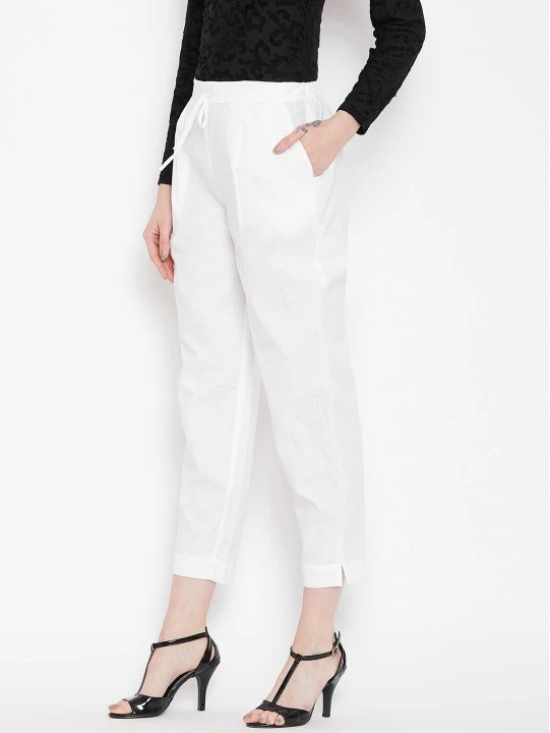 Women White Relaxed Peg Trousers