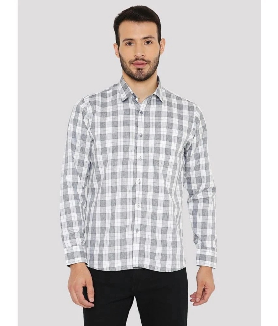 Maharaja Cotton Blend Slim Fit Checks Full Sleeves Mens Casual Shirt - Grey ( Pack of 1 ) - None