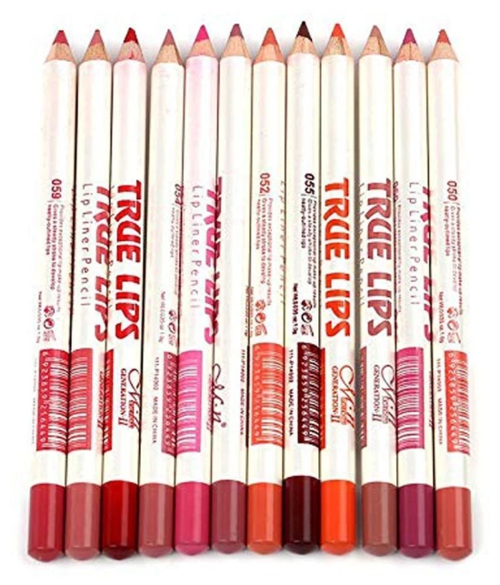 MN True Lip Pencil 12PC Lip Liner Crayon Multicolor 0.035 gm