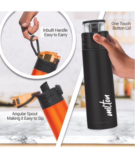 Milton Atlantis 400 Thermosteel Insulated Water Bottle, 350 ml, Black | Hot and Cold | Leak Proof | Office Bottle | Sports | Home | Kitchen | Hiking | Treking | Travel | Easy To Carry | Rust