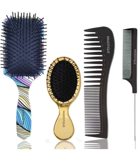 Majestique Hair Brush Set 4Pcs Detangling Brush Wideteeth And Tail Comb Suit For Women Men & Kids