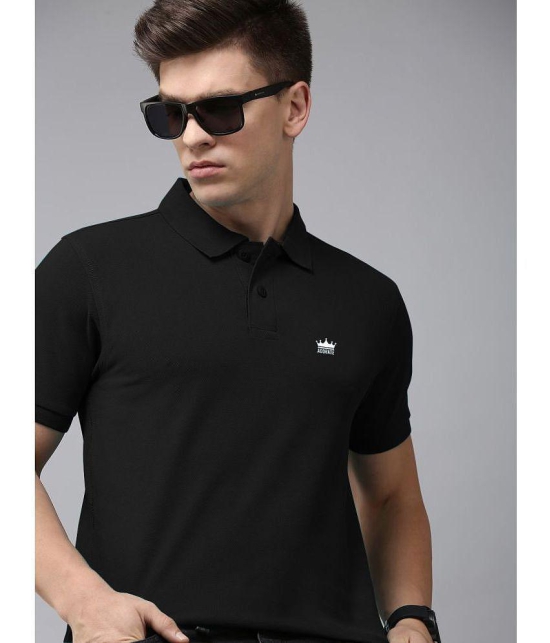 ADORATE Cotton Blend Regular Fit Solid Half Sleeves Men''s Polo T Shirt - Black ( Pack of 1 ) - None