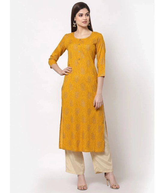 Kbz Yellow Rayon Straight Kurti - Single - None