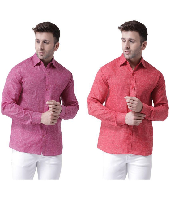 KLOSET By RIAG 100% Cotton Regular Fit Self Design Full Sleeves Men's Casual Shirt - Maroon ( Pack of 2 ) - None