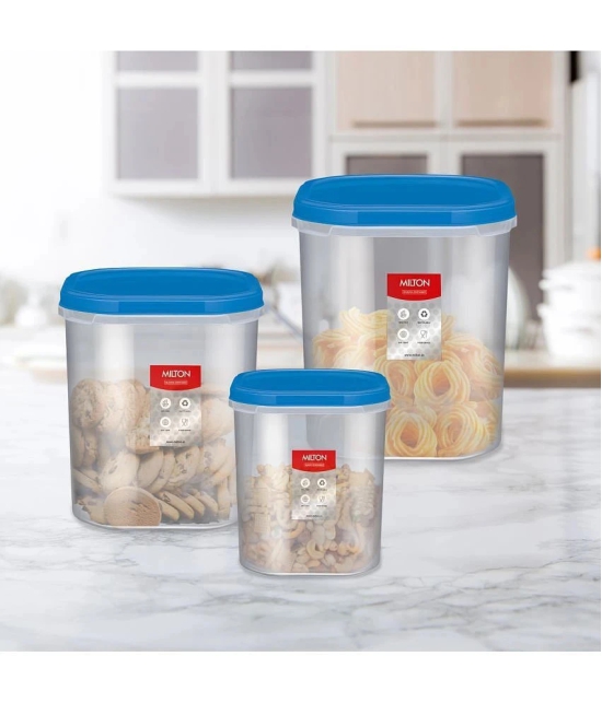 Milton Quadra Storage Container, Set of 3, 2000 ml, 3000 ml, 4000 ml, Blue - Blue