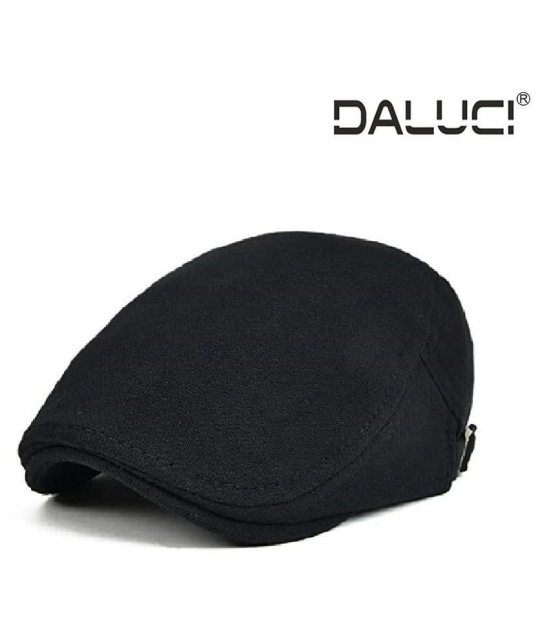 DALUCI Black Plain Cotton Caps - Black