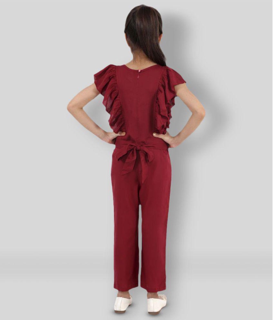 Kids Cave - Maroon Rayon Girls Jumpsuit ( Pack of 1 ) - None