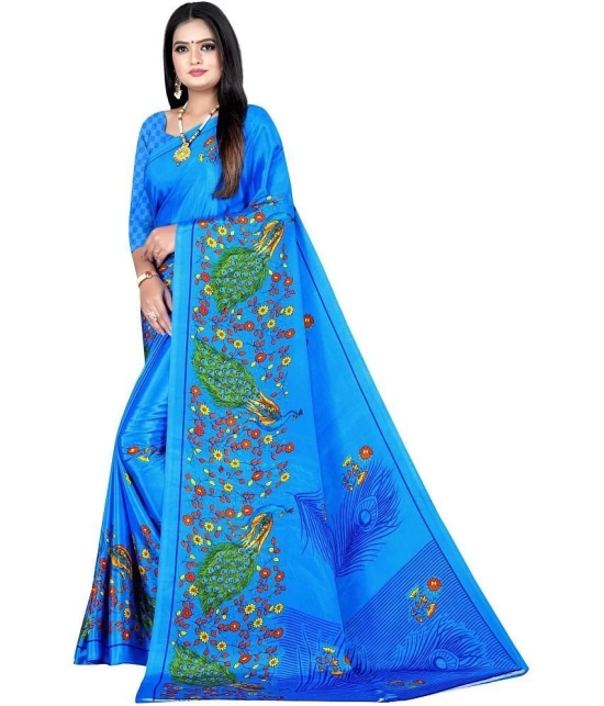 LEELAVATI - Blue Crepe Saree With Blouse Piece ( Pack of 1 ) - Blue