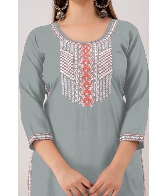 Kapadia - Grey Rayon Womens Straight Kurti ( Pack of 1 ) - None