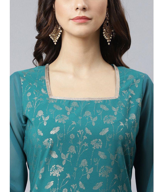 Janasya - Teal Straight Crepe Women''s Stitched Salwar Suit ( Pack of 1 ) - None