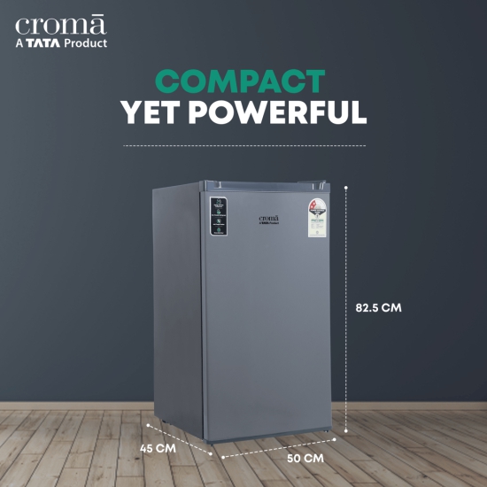 Croma 84 Litres 2 Star Direct Cool Single Door Refrigerator with Reversible Door (Grey)