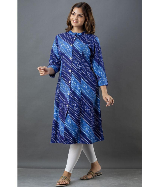 Lee Moda - Blue Cotton Women's Front Slit Kurti ( Pack of 1 ) - None