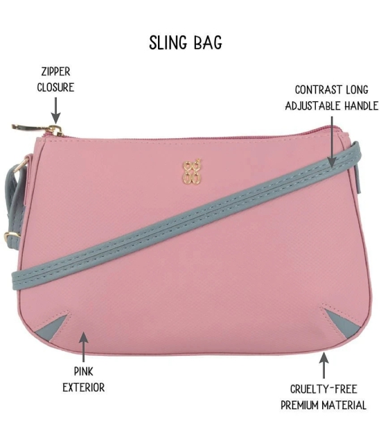 Baggit Pink Faux Leather Sling Bag - Pink