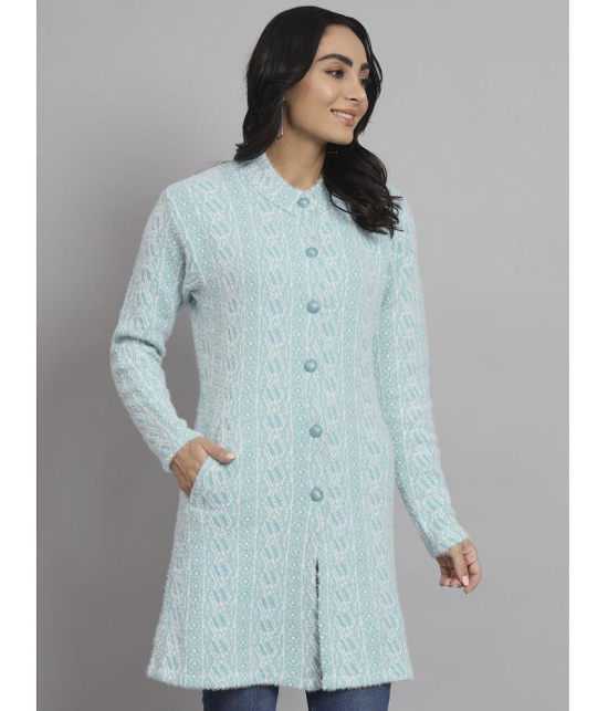 eWools.in Woollen Round Neck Women''s Buttoned Cardigans - Blue ( ) - None