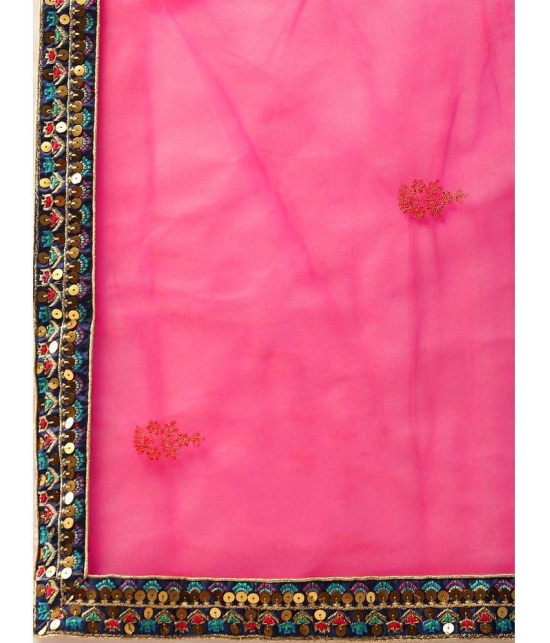 Om Shantam Sarees Blue,Pink Silk Blends Chaniya Choli Semi Stitched Lehenga Single - Free Size