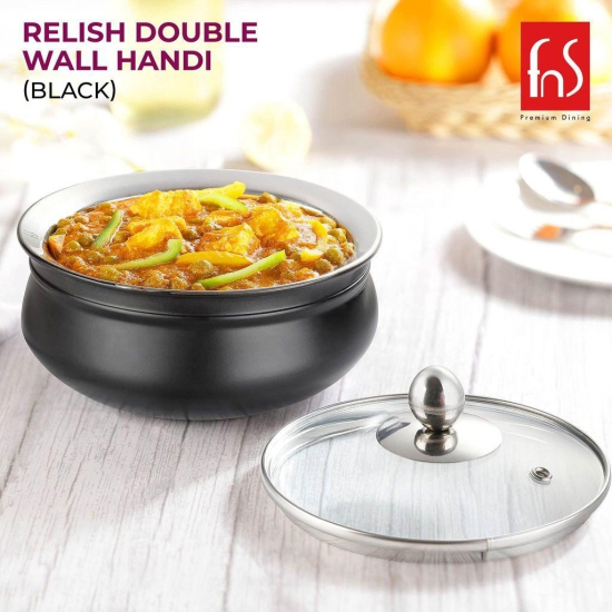 FnS Relish Stainless Steel Double Wall Handi with Lid