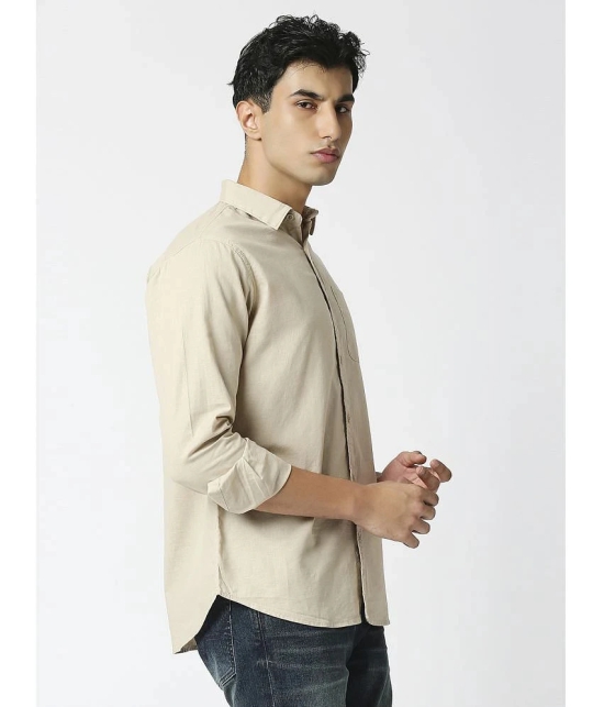 HJ HASASI 100% Cotton Slim Fit Solids Full Sleeves Mens Casual Shirt - Khaki ( Pack of 1 ) - None