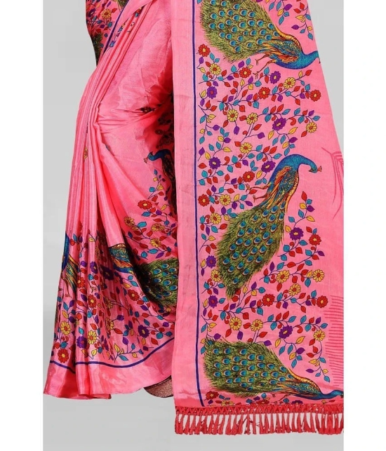 LEELAVATI - Pink Crepe Saree With Blouse Piece ( Pack of 1 ) - Pink