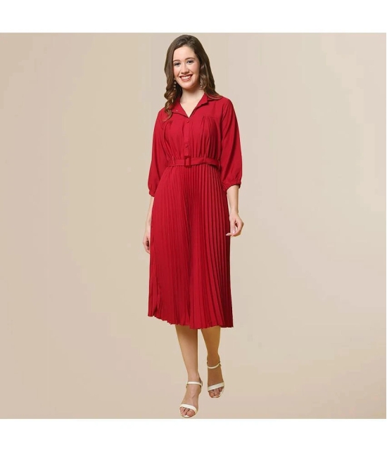 Fabflee - Red Polyester Womens Shift Dress ( Pack of 1 ) - None