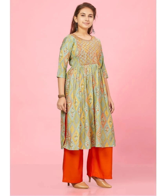 Aarika Orange Silk Girls Kurti ( Pack of 1 ) - None