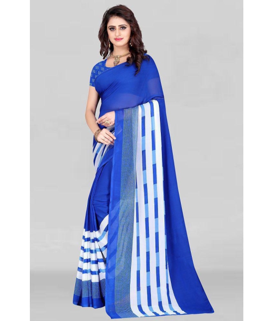 LEELAVATI - Blue Georgette Saree With Blouse Piece ( Pack of 1 ) - Blue