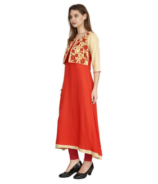 Alena - Orange Rayon Women's Jacket Style Kurti - None