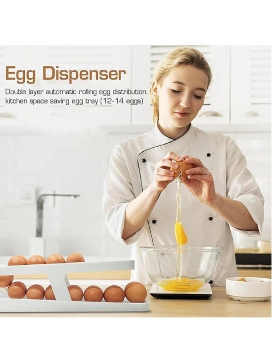 Roll-down Double layer egg dispenser,Egg storage,Egg organizer,Egg holder,Kitchen Basket, Countertop Cabinet Fridge Saving Egg Holder With Gravity-Fed Design - Multicolor