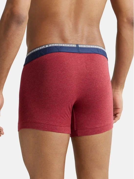 Jockey US60 Men Super Combed Cotton Elastane Solid Trunk - Red Melange - None