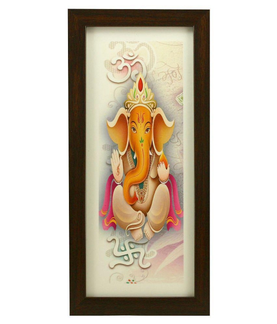 Indianara Religious Ganesha Synthetic Painting With Frame