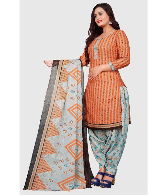 Rajnandini - Unstitched Orange Cotton Blend Dress Material ( Pack of 1 ) - Orange