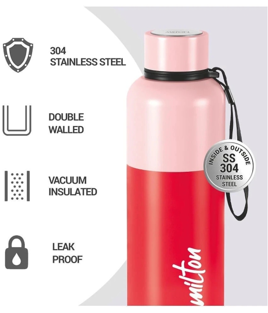 Milton Ancy 750 Thermosteel Water Bottle, 750 ml, Red | 24 Hours Hot and Cold | Easy to Carry | Rust Proof | Tea | Coffee | Office| Gym | Home | Kitchen | Hiking | Trekking | Travel Bottle -