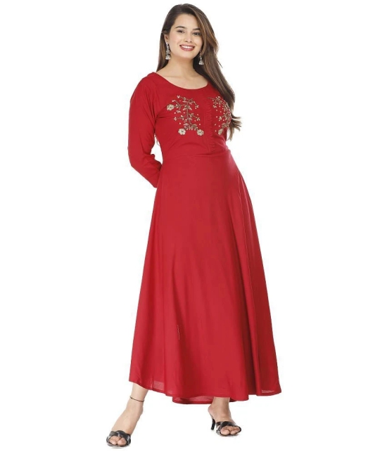 JC4U - Red Rayon Womens A- line Dress ( Pack of 1 ) - None