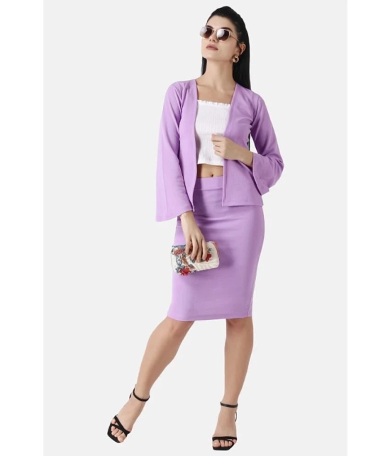 POPWINGS Purple Solid Skirt Top Set - None