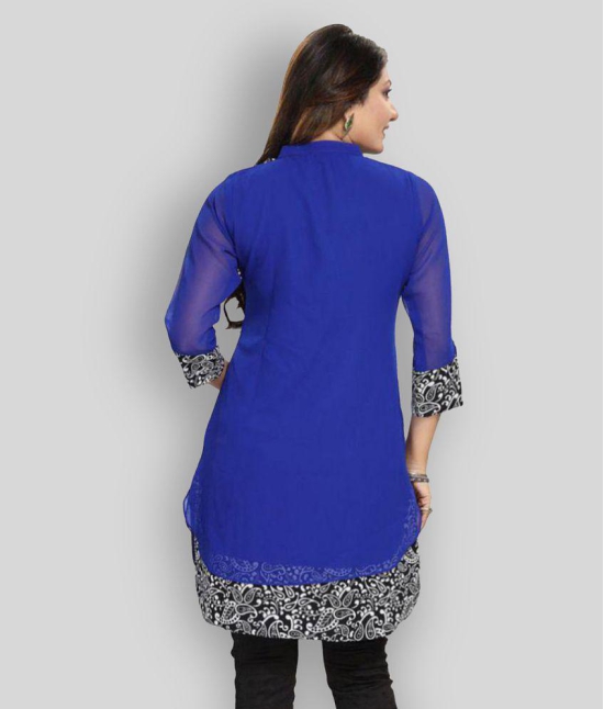 Meher Impex - Blue Georgette Women''s Straight Kurti ( Pack of 1 ) - S