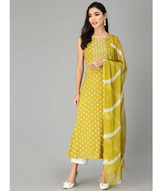 Stylum Rayon Printed A-Line Womens Kurti with Dupatta - Lime Green ( Pack of 1 ) - None