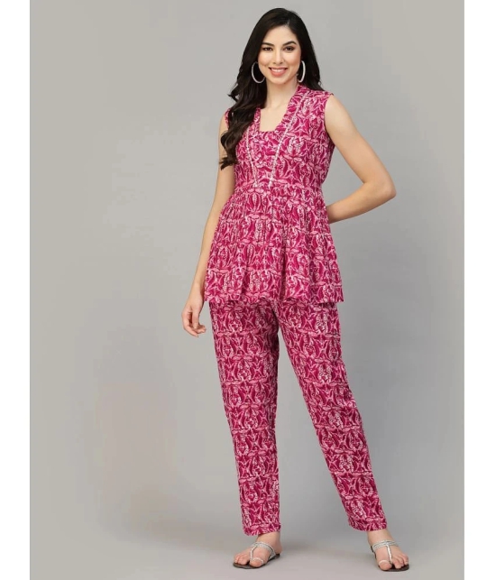 Stylum Pink Embellished Pant Top Set - None