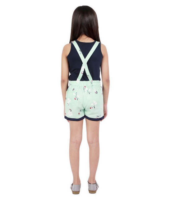 Kids Cave - Light Green Cotton Girls Dungarees ( ) - None