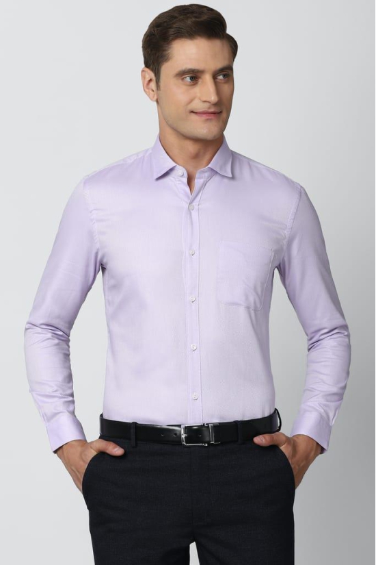 Men Purple Slim Fit Formal Full Sleeves Formal Shirt